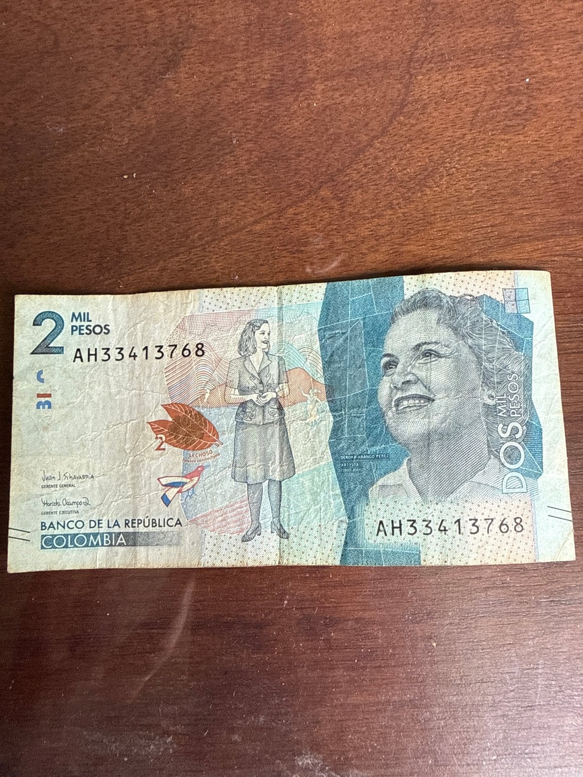 Colombia 2 Mil Pesos biljet - Laura Montoya Upegui, Ophalen of Verzenden, Los biljet