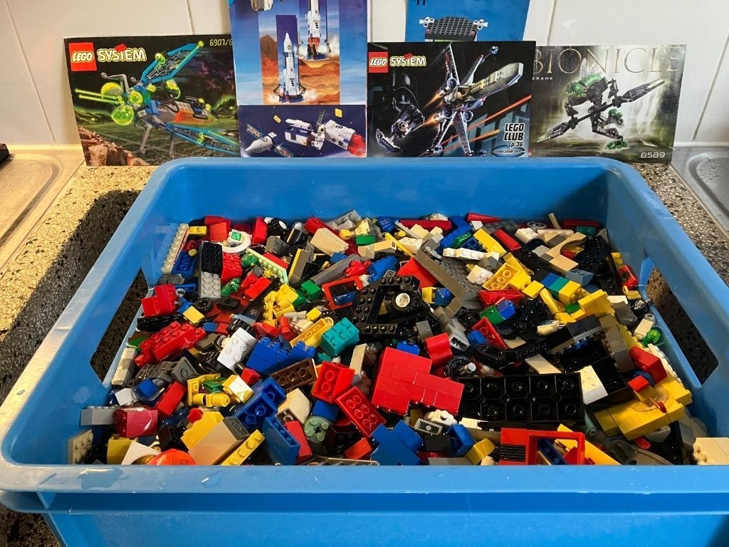 LEGO (13kg) + bouwboekjes (System, Bionicle), Ophalen, Gebruikt, Overige thema's, Lego