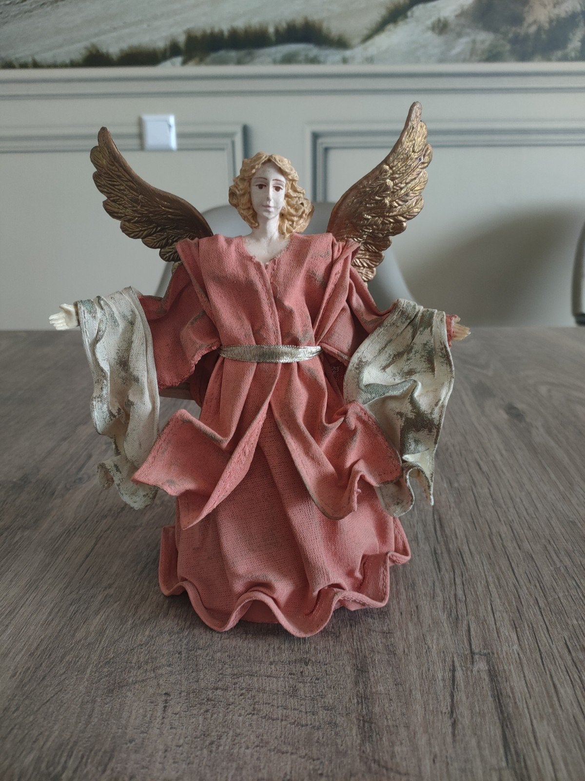 Prachtige engel decoratie met stoffen jurk, Ophalen of Verzenden
