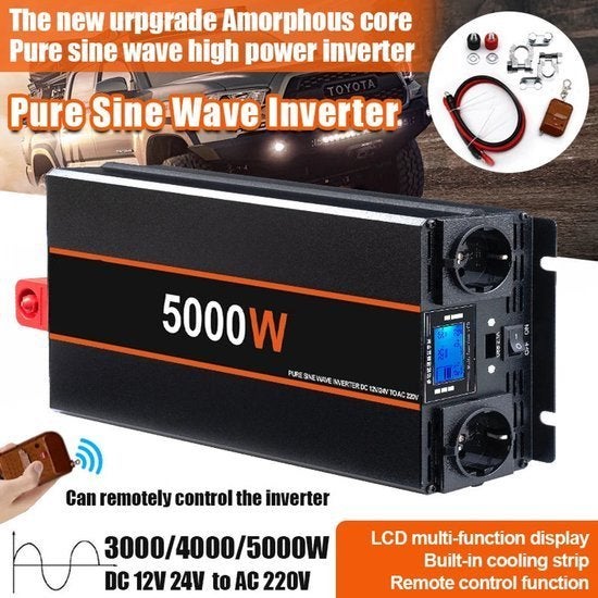 Omvormer - Spanningsomvormer - Auto Omvormer - 5000W- Powers, Corvance B.V., Verzenden, Nieuw, Corvancebol@gmail.com