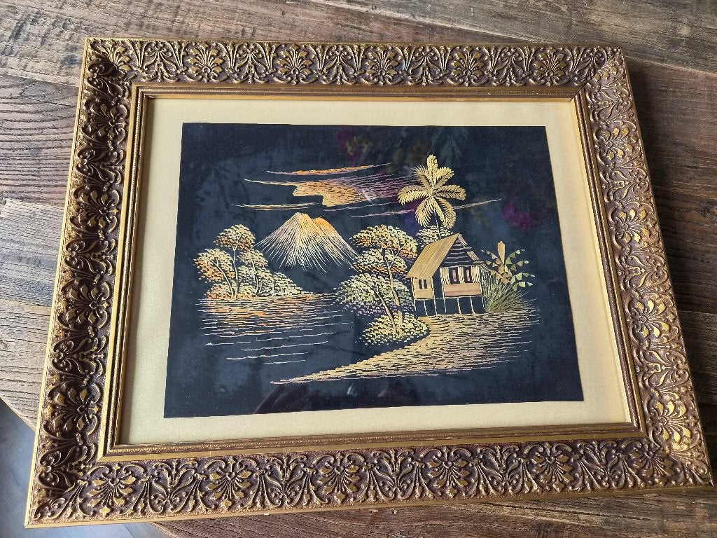 Traditioneel Indonesisch rietschilderij, Antiek en Kunst, Ophalen