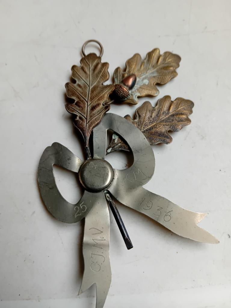 Vintage Eikenblad Krans en Lint decoraties - 1936, Ophalen of Verzenden
