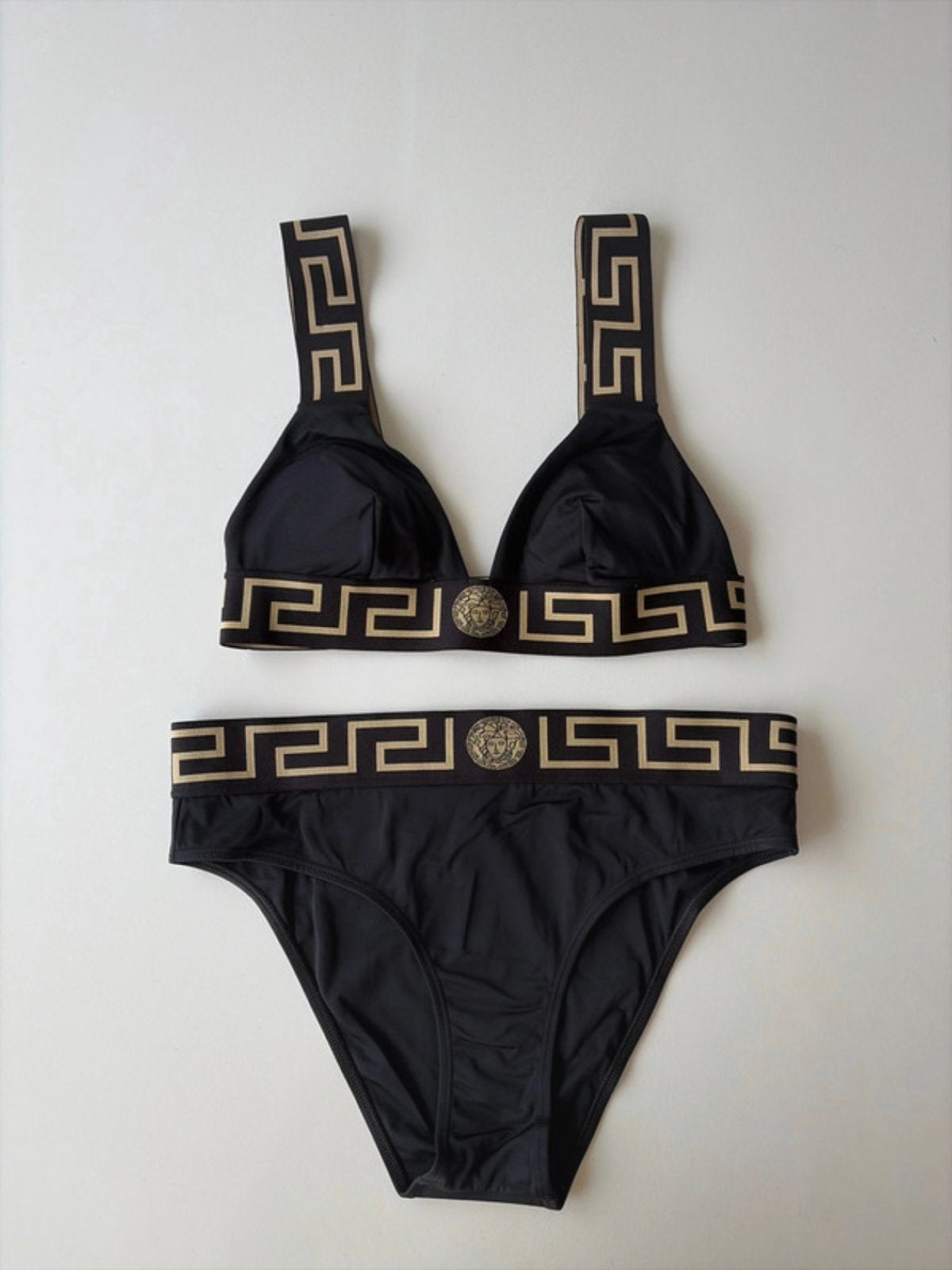 Versace Bikini Zwart met Goud - Broekje en Top, Ophalen of Verzenden, Zo goed als nieuw, Zwart, Bikini