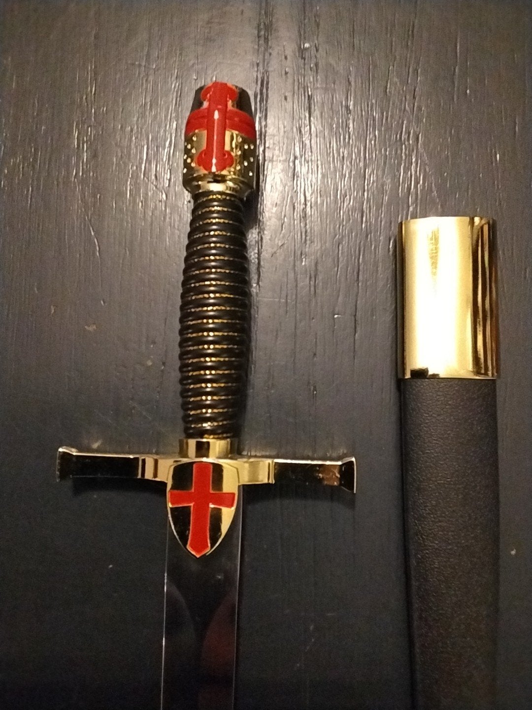 Decoratieve dolk met schede - Tempelierskruis, Ophalen of Verzenden, Zo goed als nieuw