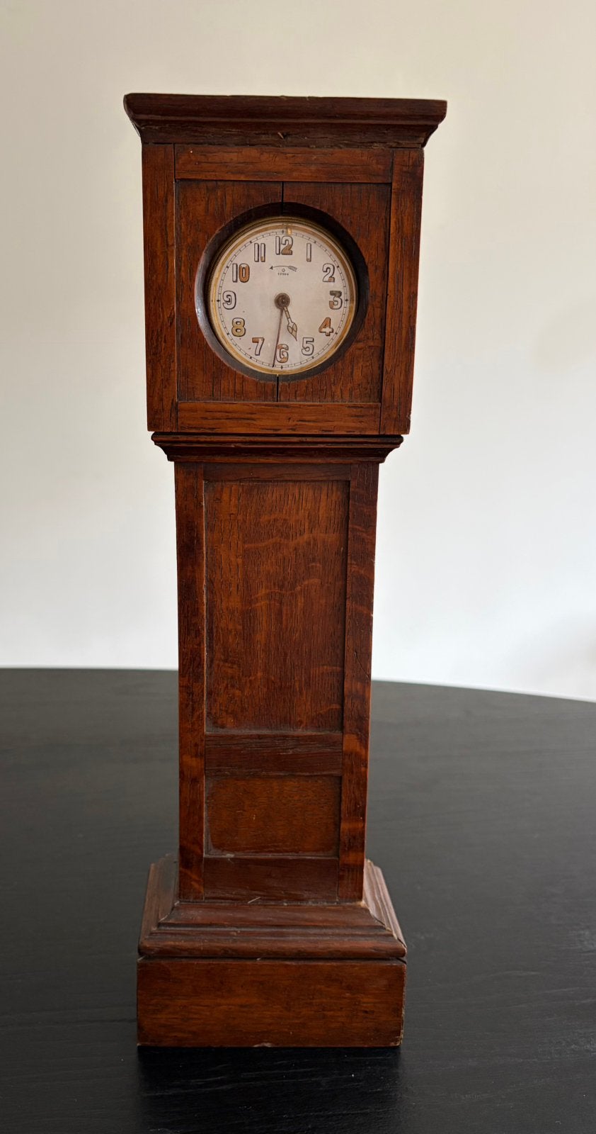 Miniatuur Engelse staande klok inclusief antiek horloge, Ophalen of Verzenden