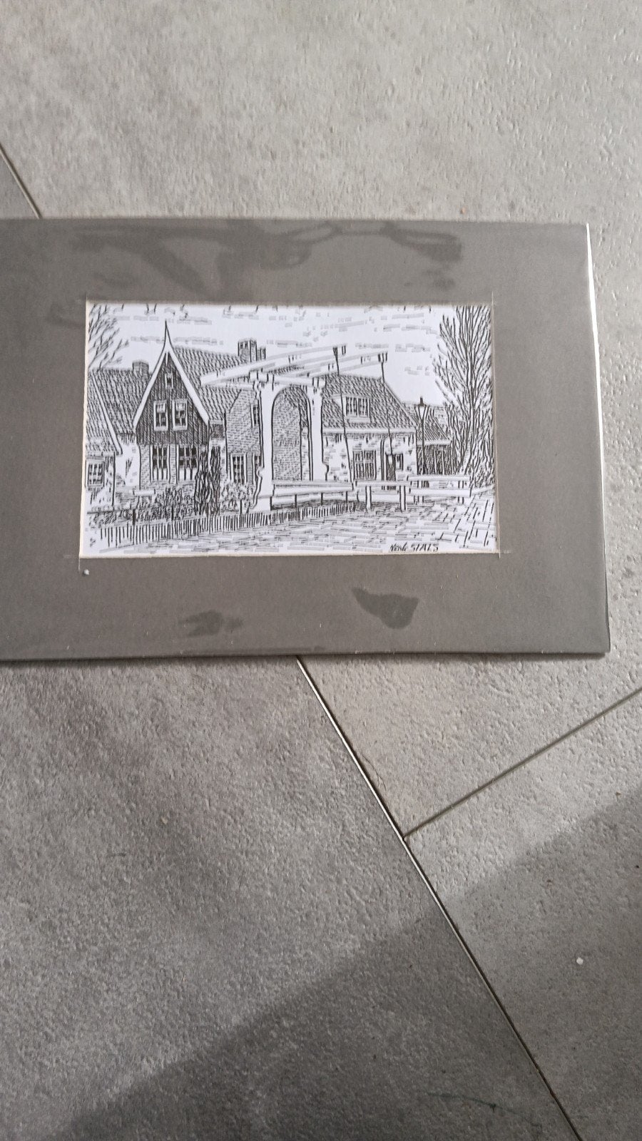 pentekening van Stals, Antiek en Kunst, Kunst | Etsen en Gravures, Ophalen