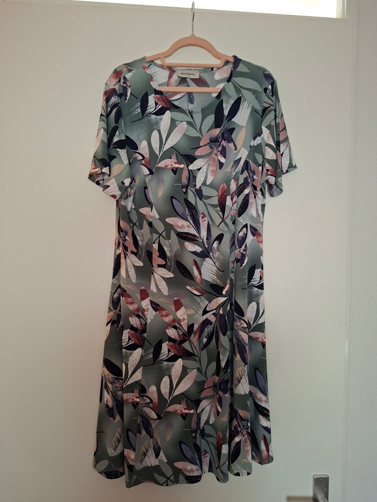 A-lijn jurk met bladprint - Bassini - Maat 40, Kleding | Dames, Maat 38/40 (M), Ophalen of Verzenden, Bassini, Gedragen
