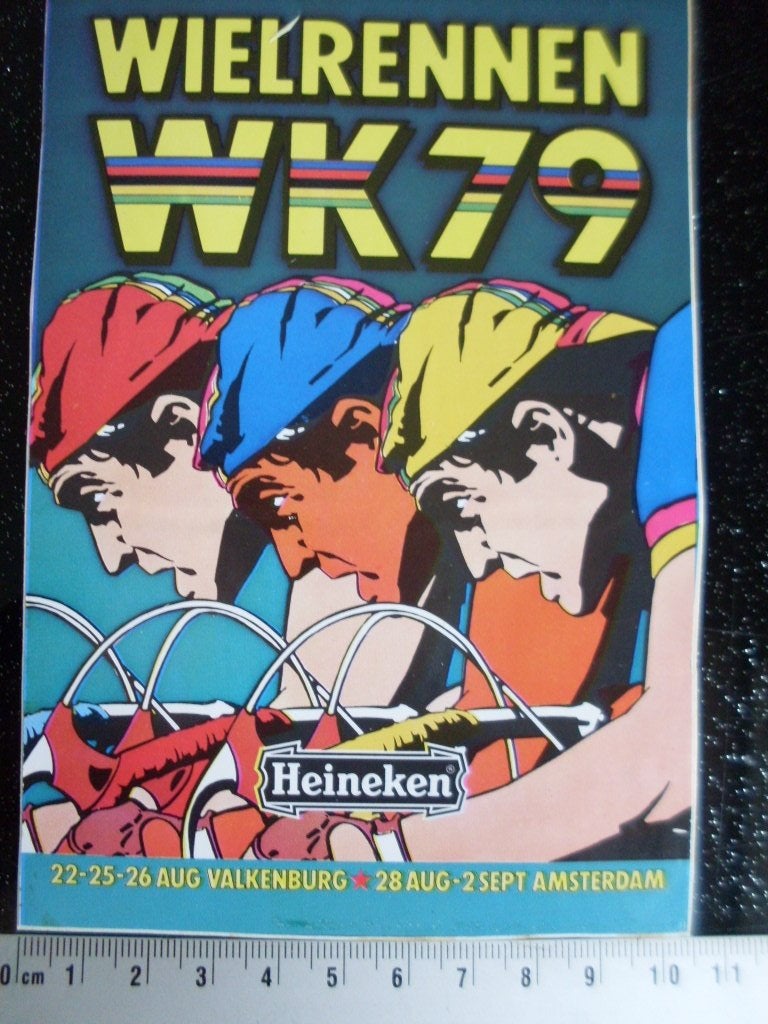 sticker wk 1979 wielrennen valkenburg amsterdam heineken, Verzamelen, Verzenden, Zo goed als nieuw, Sport