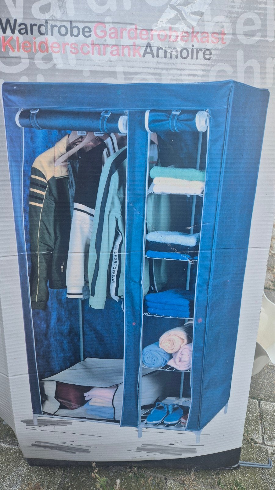 Draagbare Kledingkast / Garderobekast - Blauw, Ophalen, 100 tot 150 cm, Nieuw, Metaal