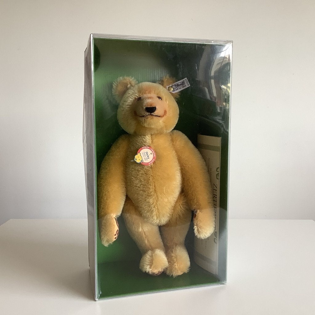 Prachtige replica Steiff Dicky teddybeer in doos, Ophalen of Verzenden, Zo goed als nieuw, Stoffen beer, Steiff