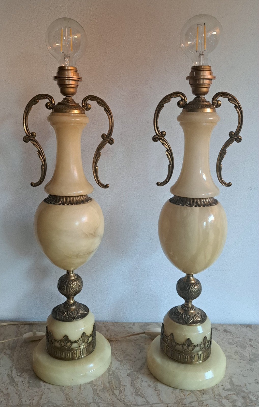 Set vintage tafellampen werkend albast Spanje verlichting, Ophalen