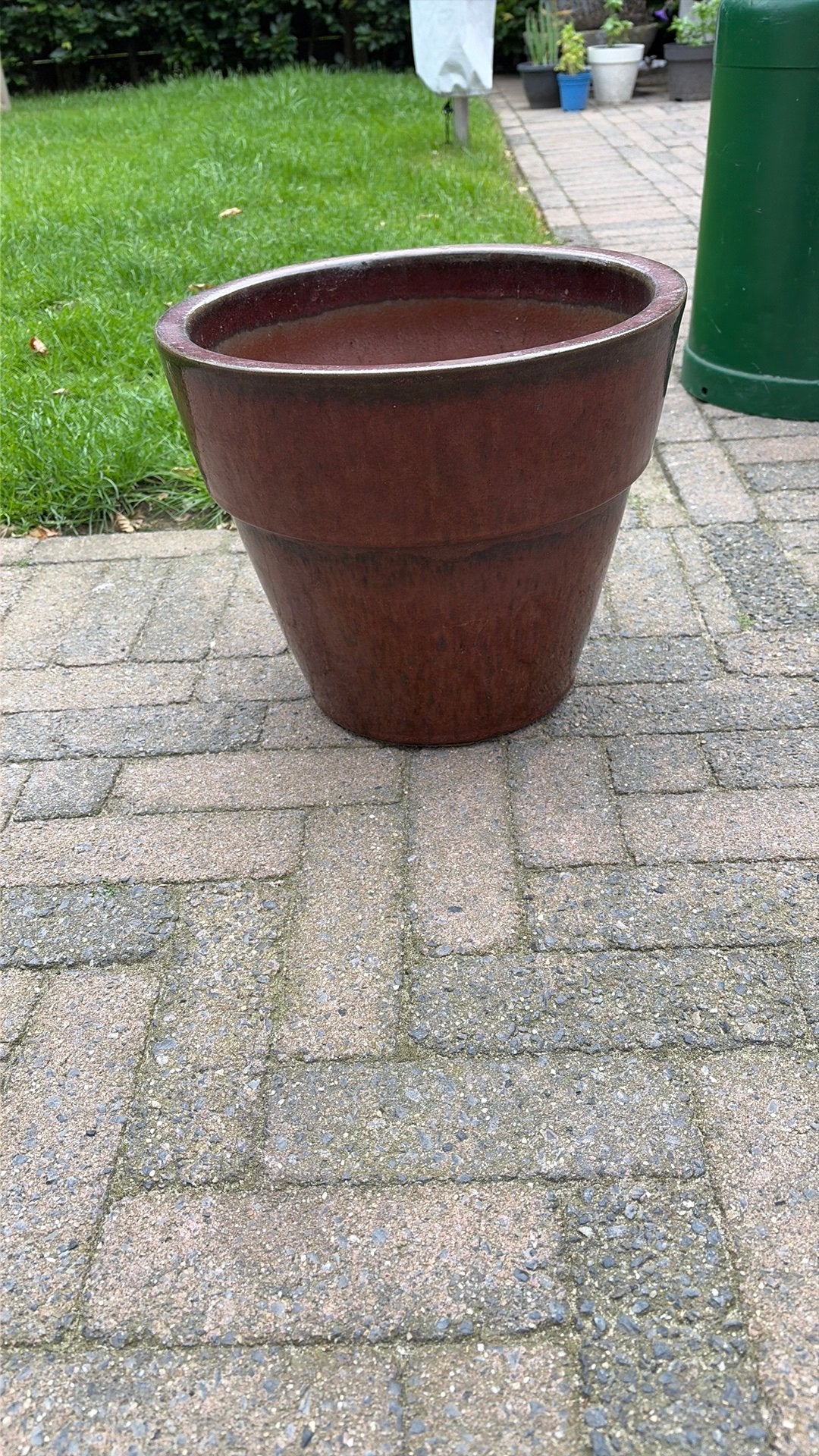 Bloempot bruin voor binnen en buiten, Tuin en Terras, Ophalen, Steen, Minder dan 30 cm, Rond