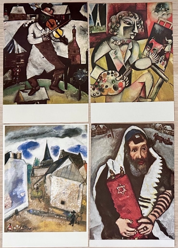 095 PARTIJTJE van 4 kaarten van MARC CHAGALL (5), Verzenden, 1980 tot heden, Ongelopen, Overige thema's