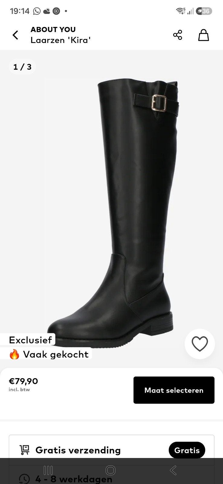 Nieuwe zwarte laarzen About You - 39, Kleding | Dames, Hoge laarzen, Zwart, Nieuw, Ophalen of Verzenden