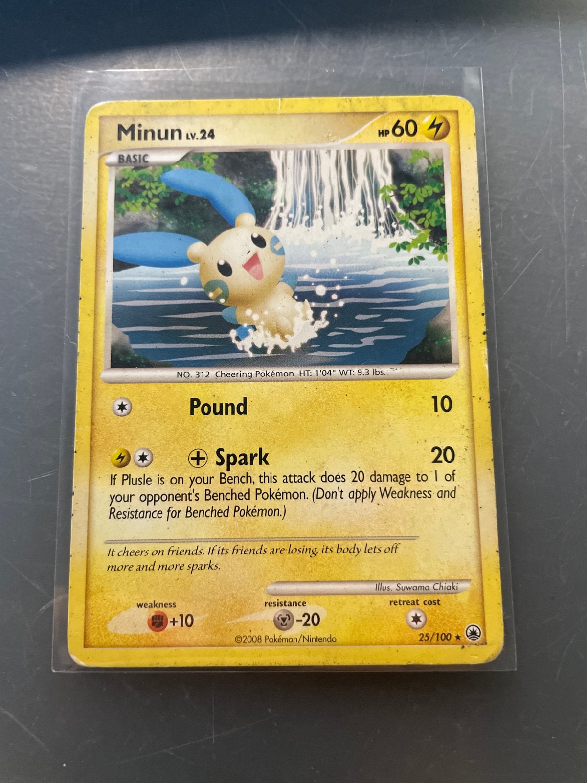 Minun Pokémon Kaart - 25/100 majestic dawn, Ophalen of Verzenden, Gebruikt, Losse kaart
