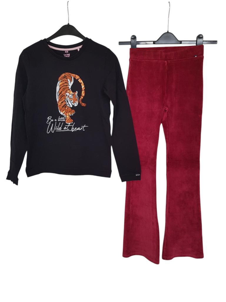 Geweldige zwarte WE trui met tijger maat 158-164., Kinderen en Baby's, Kinderkleding | Maat 158, Zo goed als nieuw, Shirt of Longsleeve