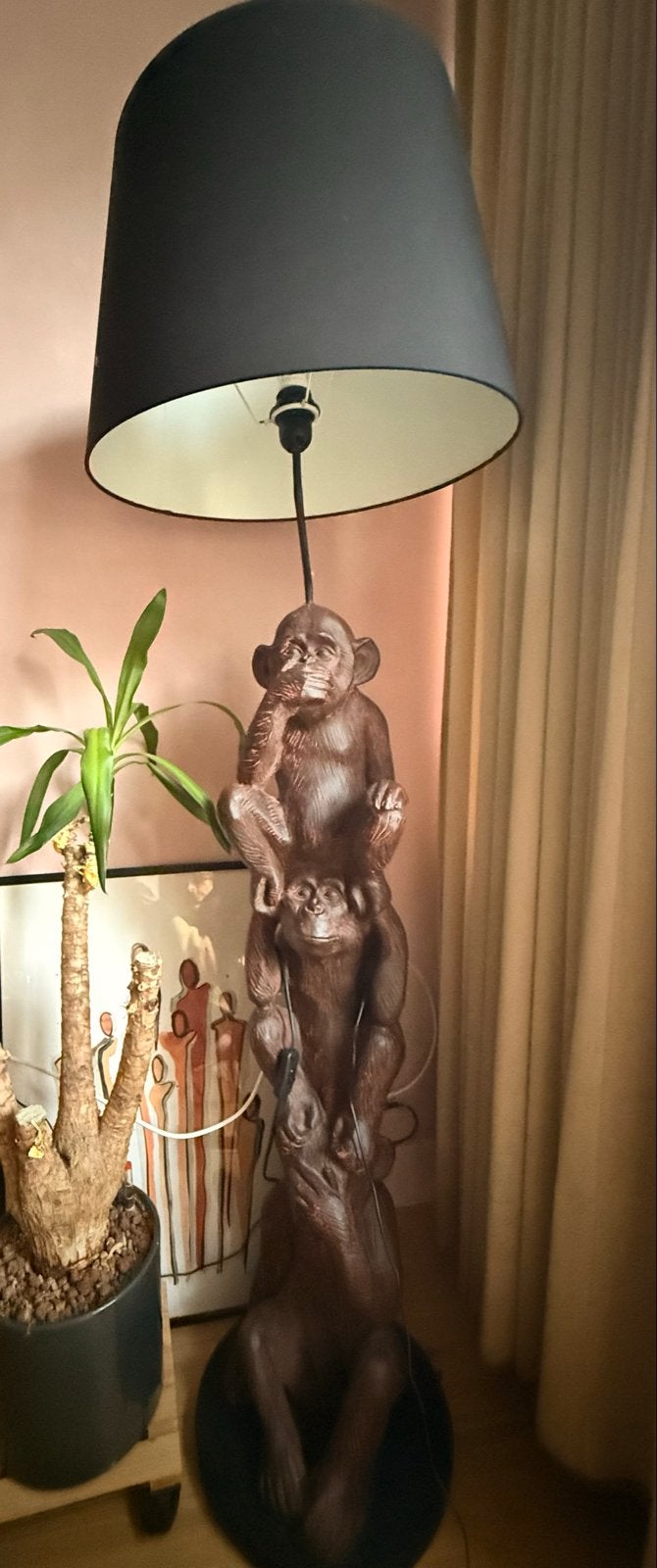 Maisons du Monde Vloerlamp Drie Wijze Apen, Ophalen, Gebruikt, Overige materialen, 150 tot 200 cm