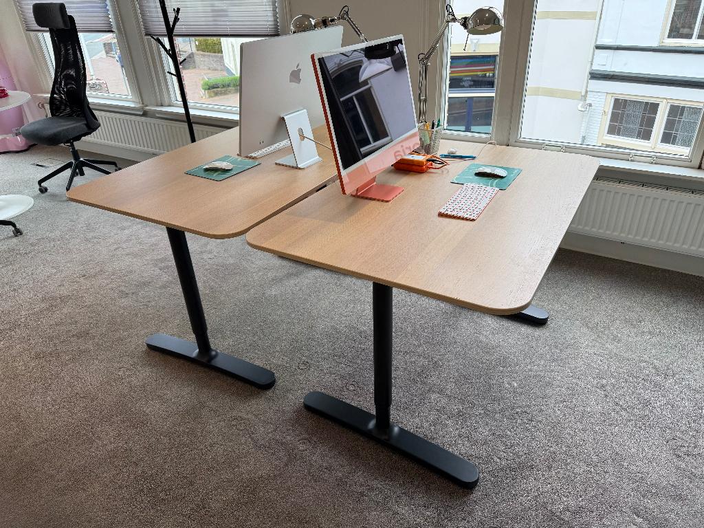Bureau IKEA Kantoor 5 stuks, Ophalen, Zwart, 160 cm, Gebruikt