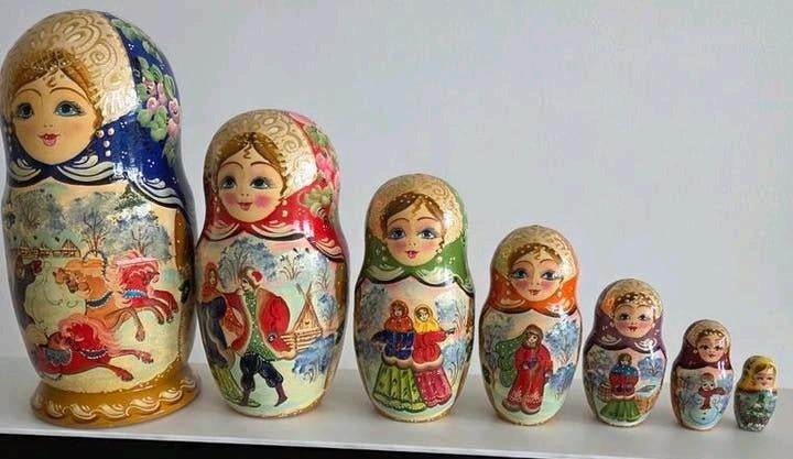 7-delige set houten matroesjka's, Verzamelen, Poppetjes en Figuurtjes, Ophalen of Verzenden, Zo goed als nieuw