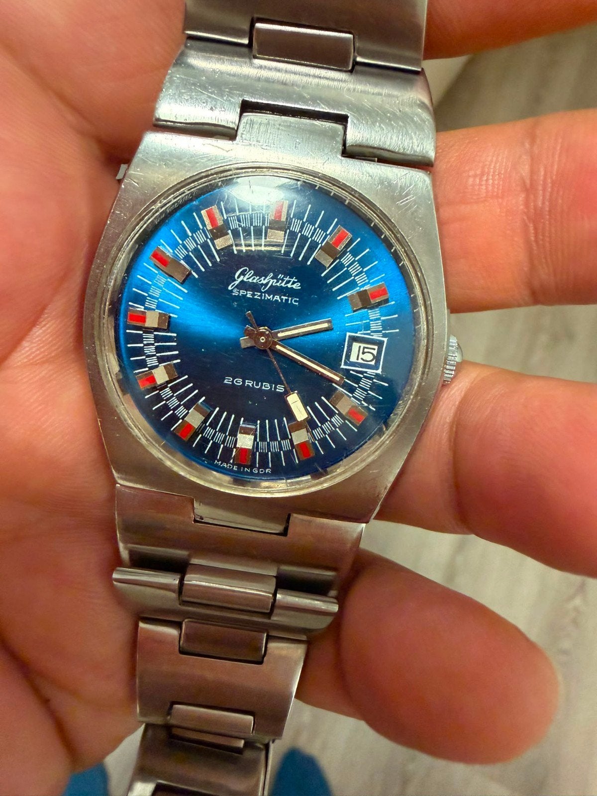 Vintage GUB Glashütte Spezimatic Kaliber 75 Polshorloge, Ophalen