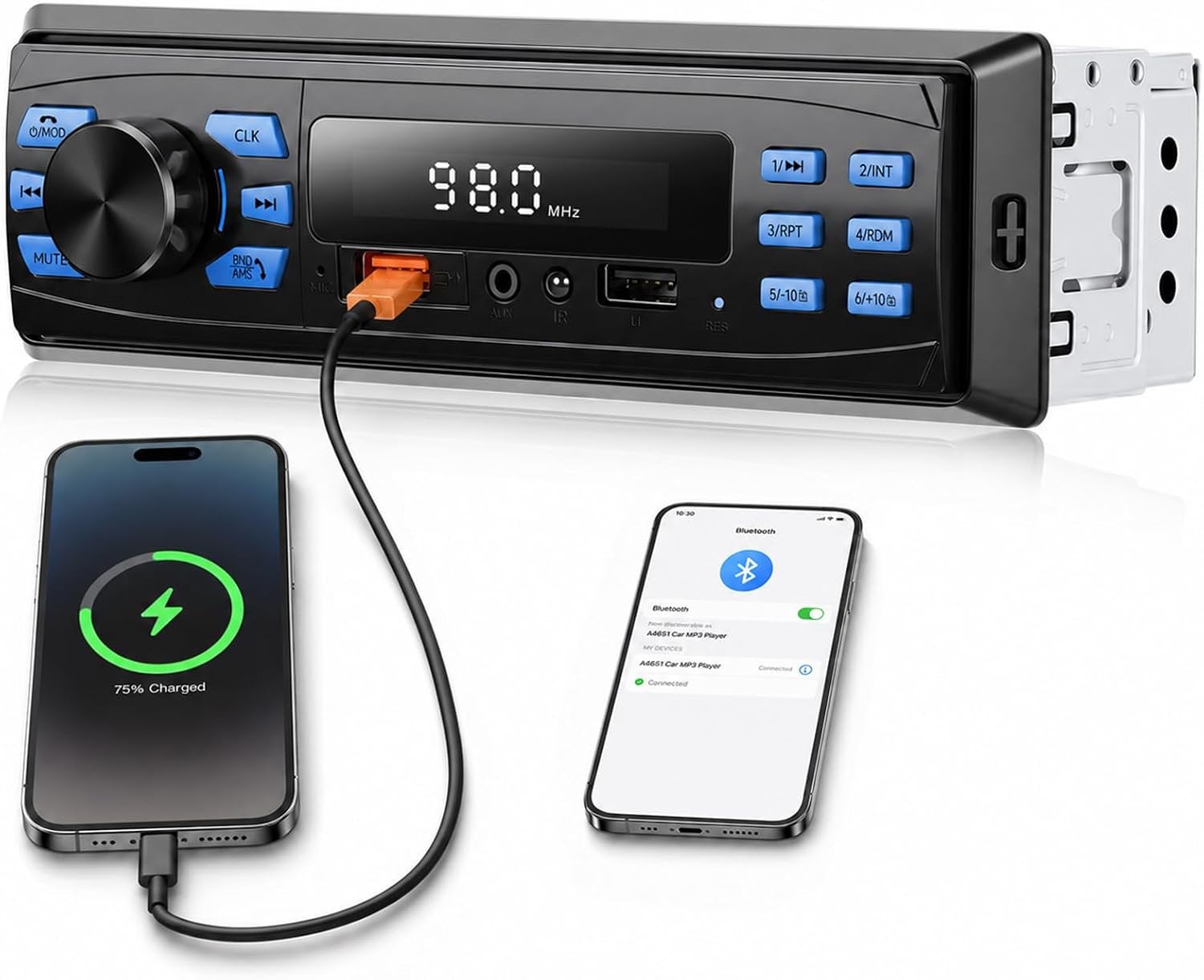 1-DIN Bluetooth 5.1 Autoradio USB AUX TF NIEUW, Auto diversen, Ophalen of Verzenden, Nieuw