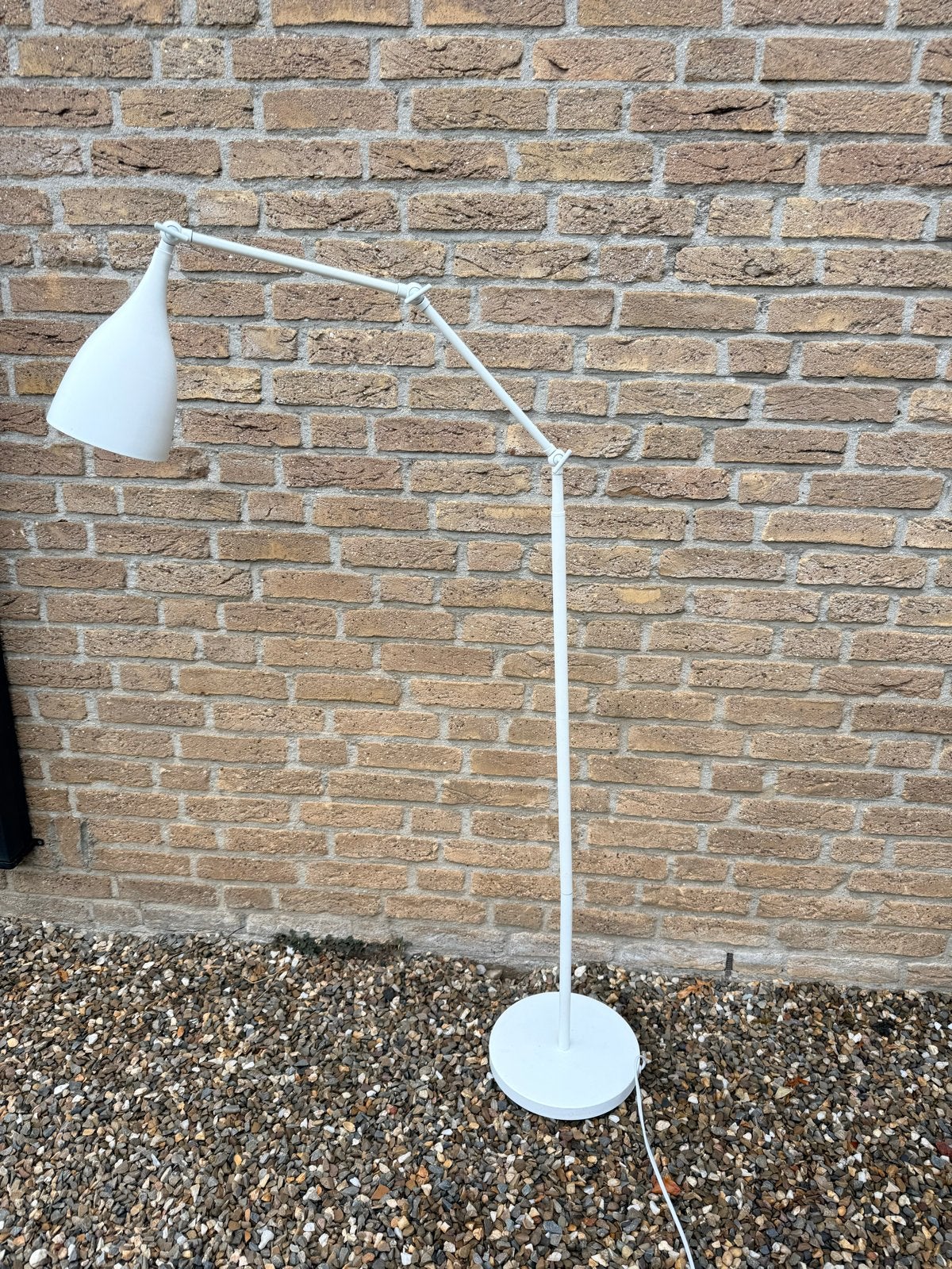 Witte verstelbare design vloerlamp, Huis en Inrichting, Lampen | Vloerlampen, Ophalen, E27 (groot), Zo goed als nieuw, Metaal