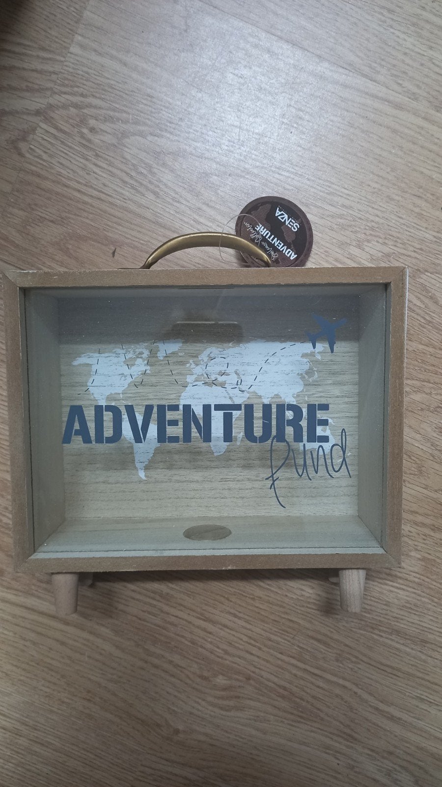 Nieuwe Houten Spaarpot met Glas, Verzamelen, Ophalen of Verzenden, Nieuw, Hout