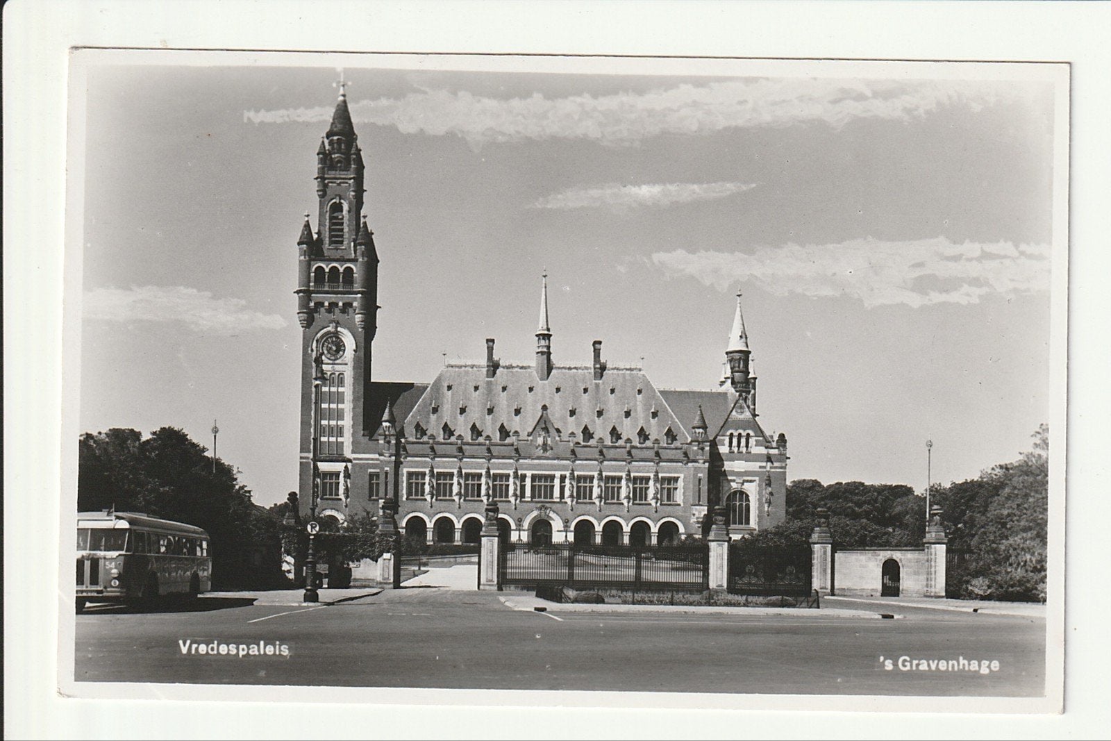 's-GRAVENHAGE VREDESPALEIS HAAGSE TRAM KROMHOUT VERHEUL BUS, Verzamelen, Ophalen of Verzenden, 1960 tot 1980, Ongelopen, Zuid-Holland