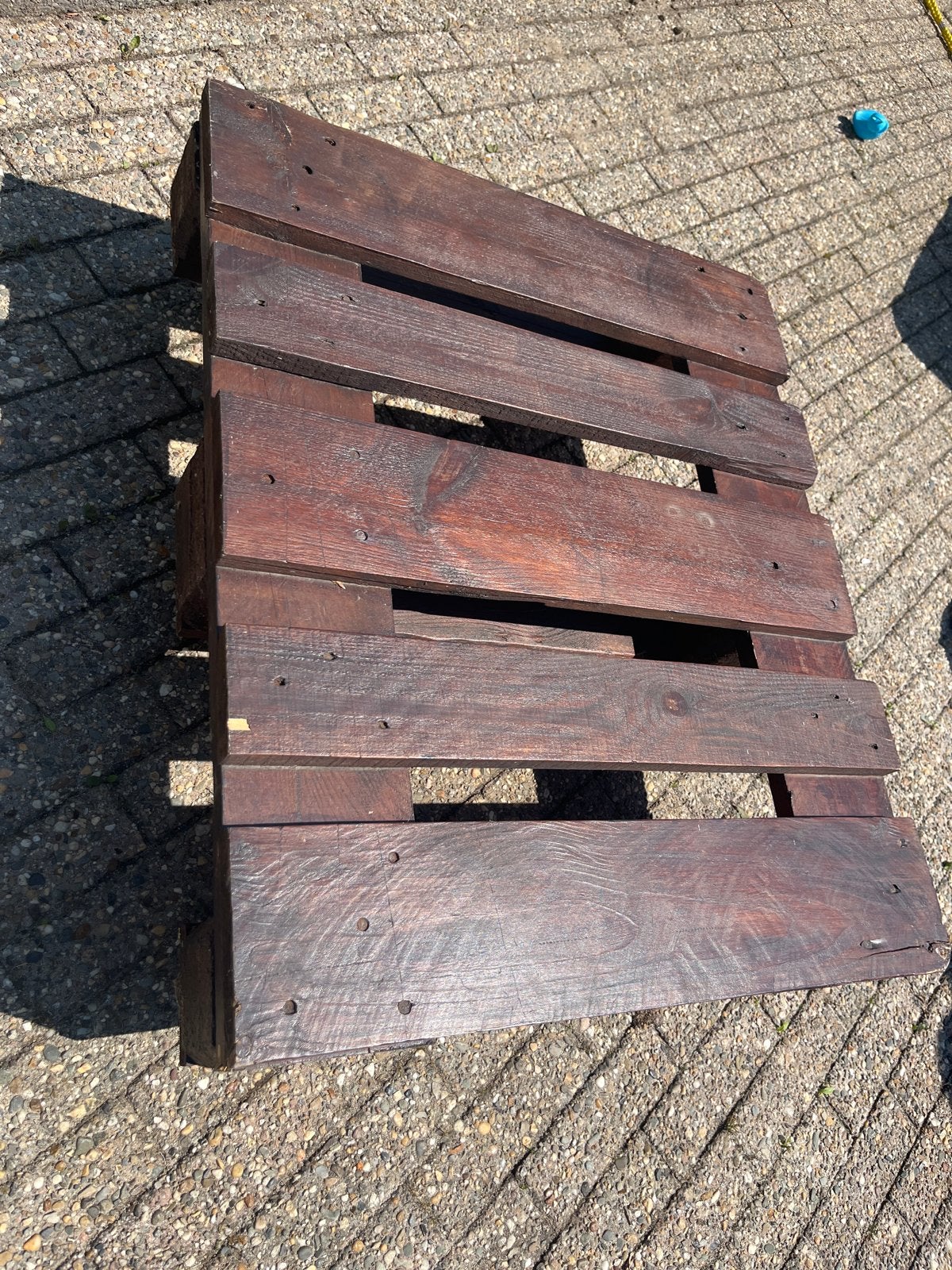 Houten pallet op wielen - Bruin, Ophalen of Verzenden, Gebruikt, Bruin, Hout