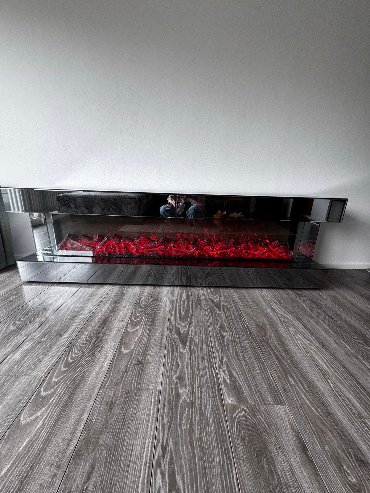 Spiegel Sfeerhaard TV Meubel met Bluetooth Speaker, Huis en Inrichting, Ophalen, 200 cm of meer, Minder dan 100 cm, 25 tot 50 cm