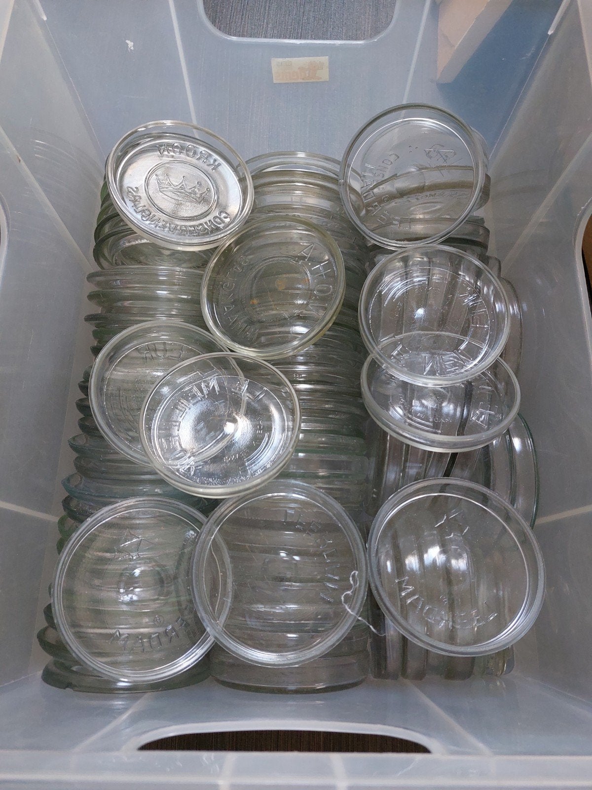 Gratis 50 glazen deksels, Ophalen, Gebruikt, Glas, Pot, Bus of Blik