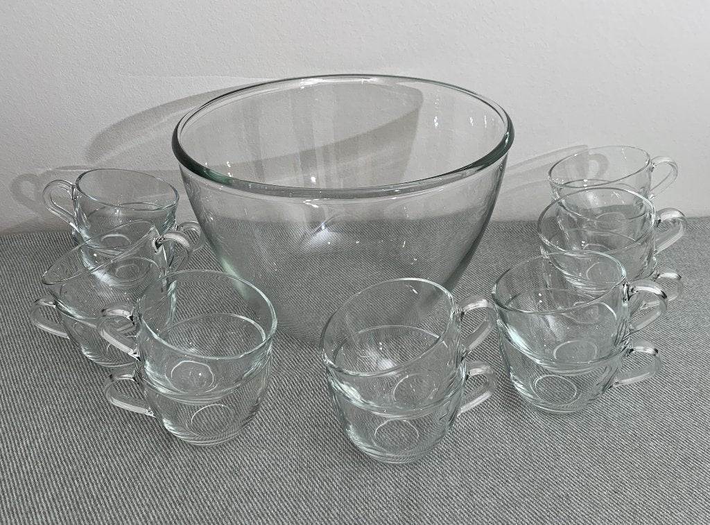 bowlset, bowlschaal, punchschaal sangria schaal + 14 kopjes, Ophalen of Verzenden, Overige stijlen, Kop(pen) en/of Schotel(s)