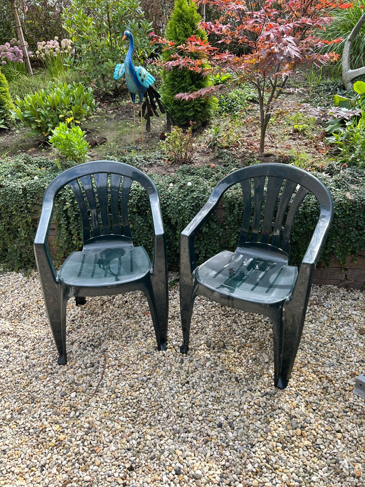 Gratis 2 plastic stoeltjes, Tuin en Terras, Tuinstoelen, Ophalen, Gebruikt, Kunststof, Stapelbaar