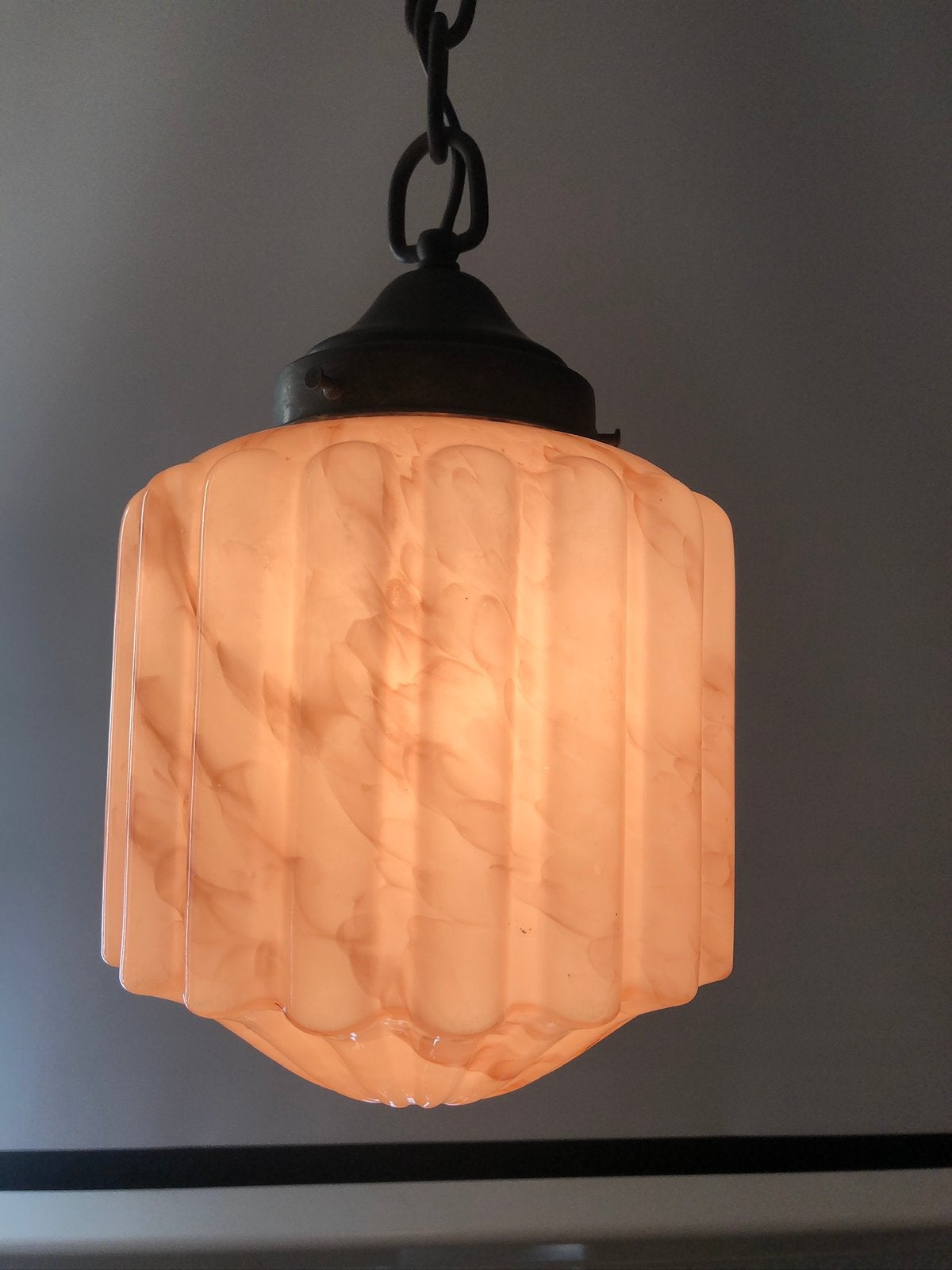 Art Deco, Hanglamp,1920-30, Huis en Inrichting, Lampen | Hanglampen, Gebruikt, Glas, ART DECO, E27 (groot)