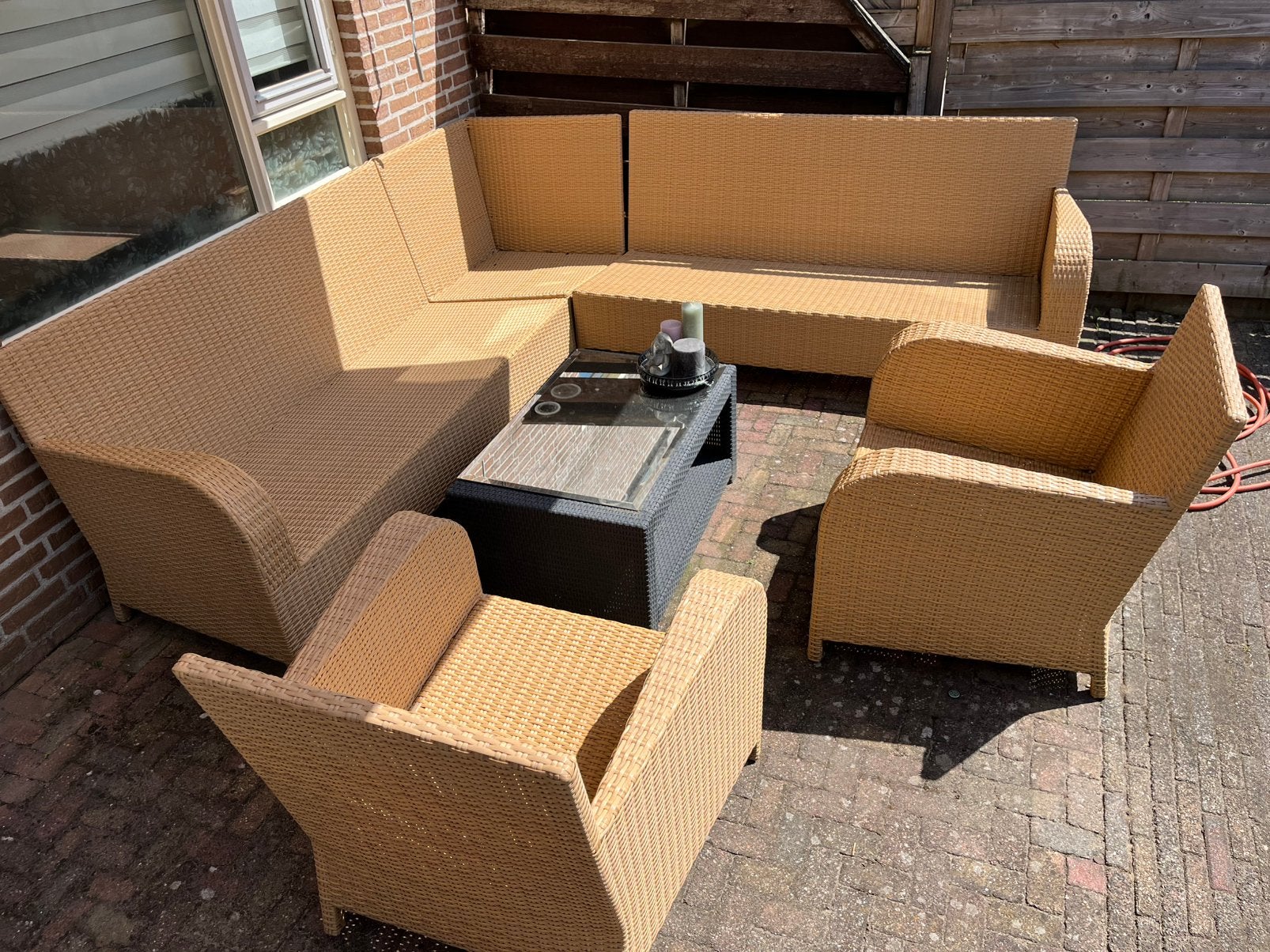Mooie luxe tuinset loungebank, Ophalen of Verzenden, Zo goed als nieuw, Wicker