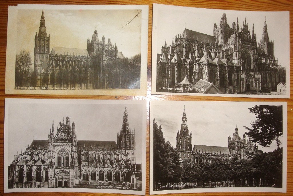 4 Ansichtkaarten 's-Hertogenbosch St. Jansbasiliek, in goede, Ophalen of Verzenden, 1920 tot 1940, Gelopen, Noord-Brabant