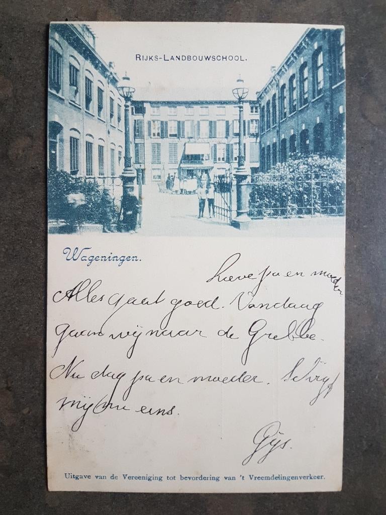 Ansichtkaart Wageningen Rijks-Landbouwschool 1899, Verzamelen, Ophalen of Verzenden, Voor 1920, Gelopen, Gelderland