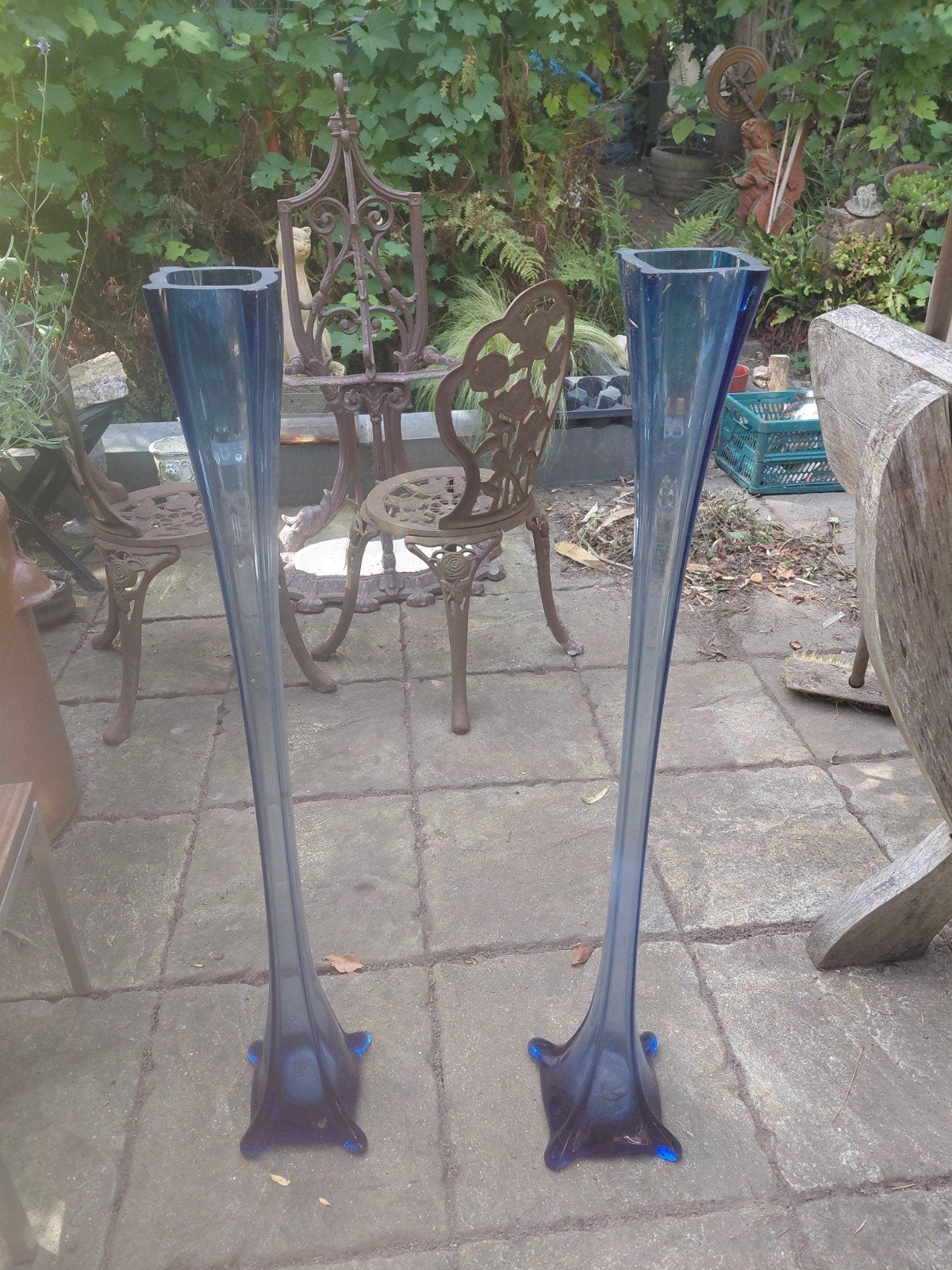 Set van 2 hoge blauwe glazen vazen, Ophalen