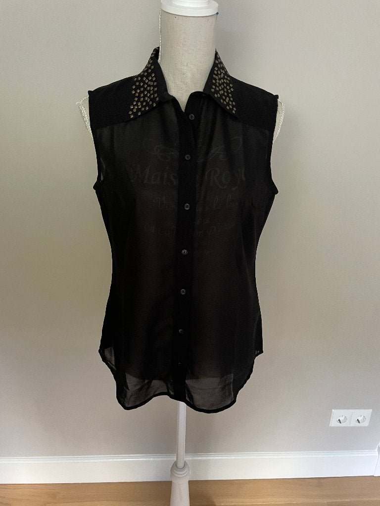 Blouse mouwloos zwart Benetton, Kleding | Dames, Benetton, Zwart, Zo goed als nieuw, Ophalen