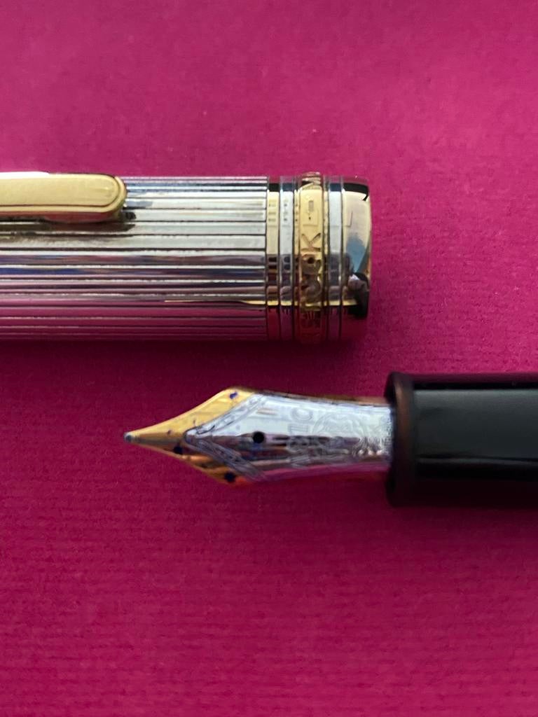 Montblanc Vulpen Ag 925 Zilver met 18k penpunt, Verzenden, Gebruikt, Vulpen, Mont Blanc