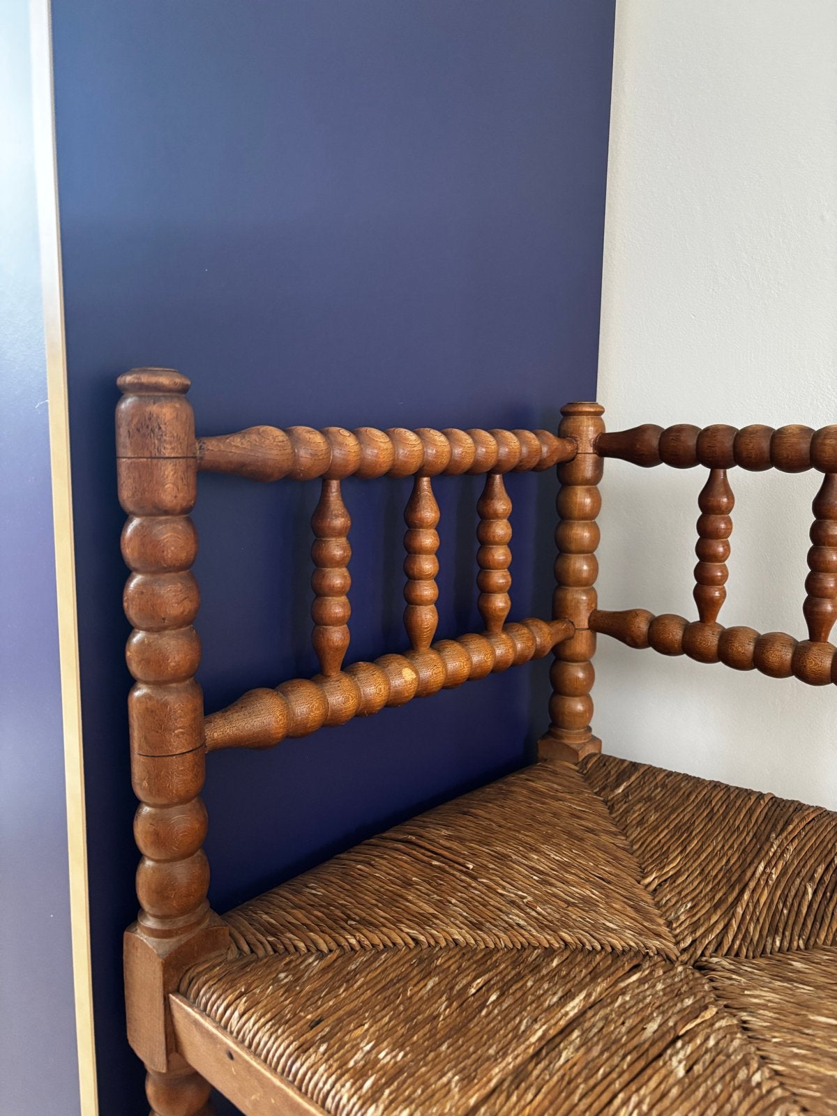 Antieke Bobbin stoel / hoekstoel met biezen zitting, Antiek en Kunst, Antiek | Meubels | Stoelen en Banken, Ophalen
