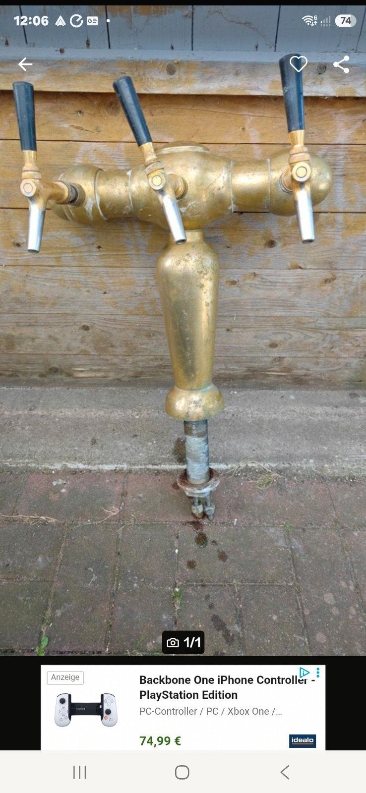 Mooie messing biertap met 3 kranen, Ophalen of Verzenden