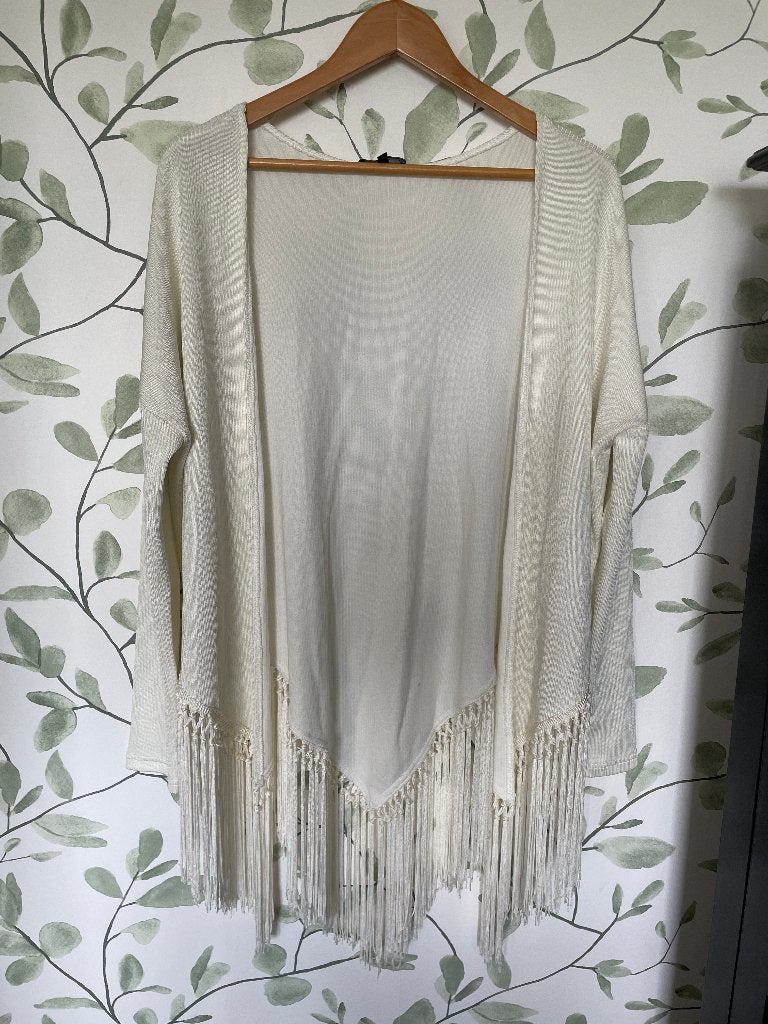 Alix the label crème off white vest met franjes 34 - 36, Alix the label, Wit, Ophalen of Verzenden, Zo goed als nieuw