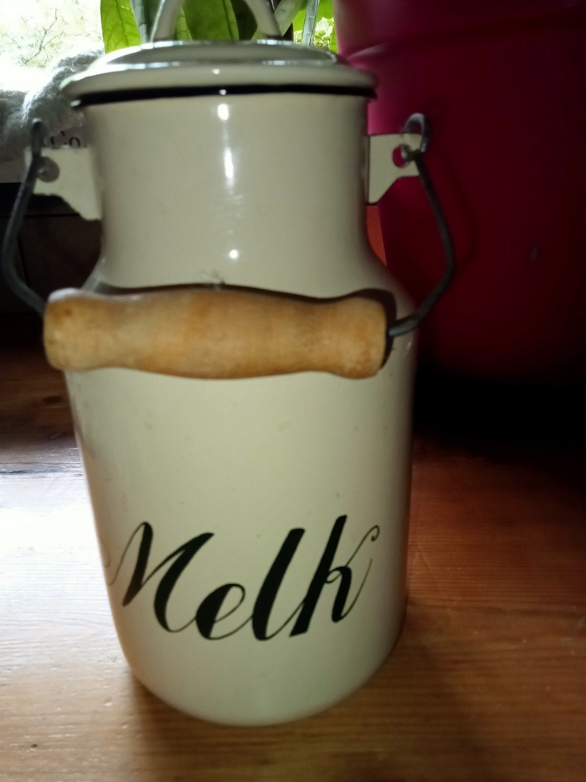 Vintage melkbus met deksel en houten hangreep, Ophalen of Verzenden
