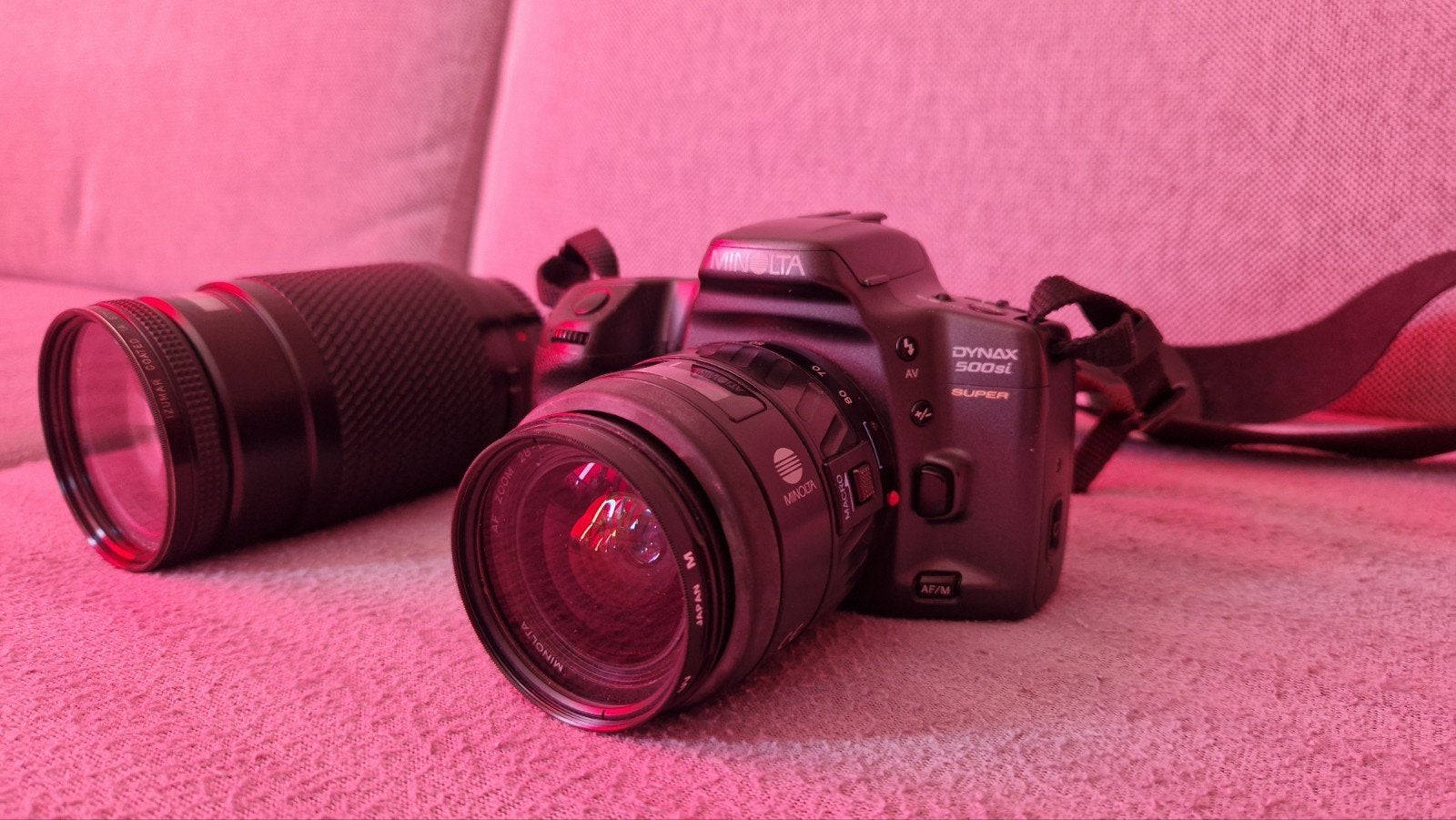 Complete Minolta Dynax 500si Super set | 2 lenzen + tas., Verzenden, Spiegelreflex, Minolta