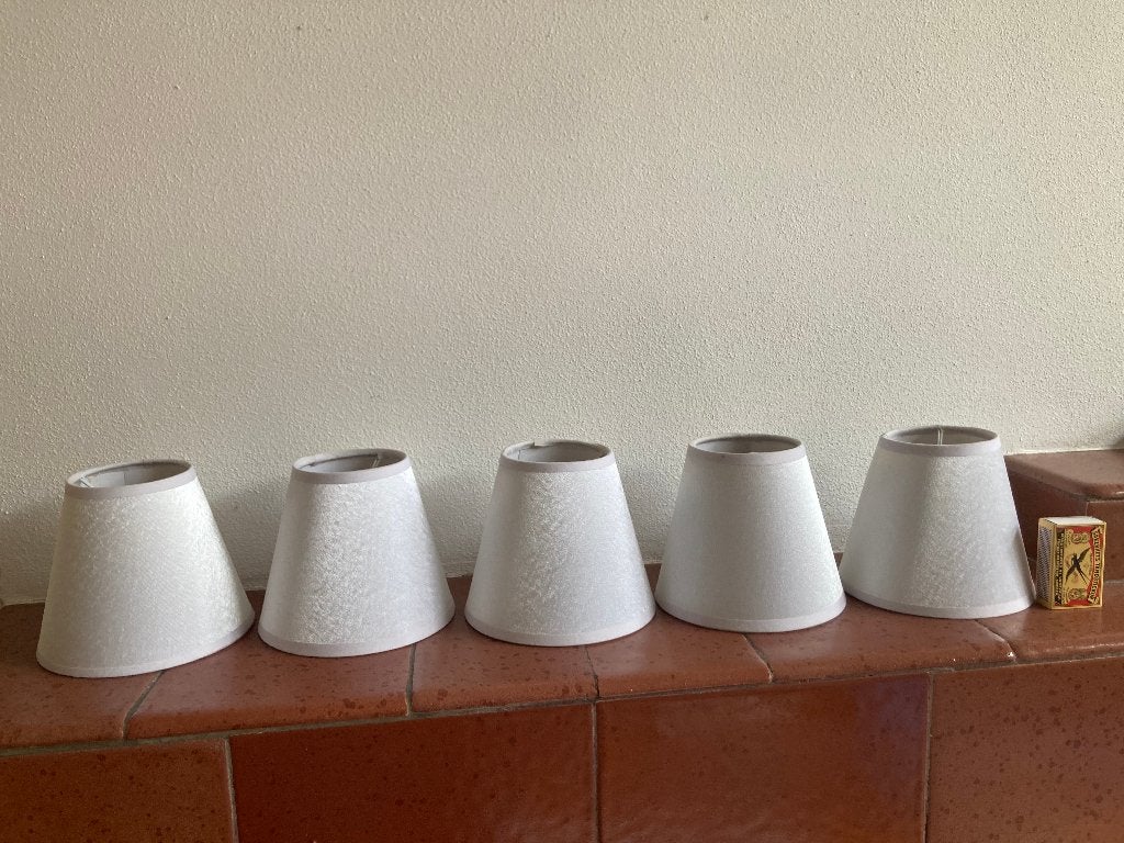 5 spierwitte witte vilten stevige lampenkapjes Ibiza style, 13 cm, Wit, Rond, Ophalen of Verzenden