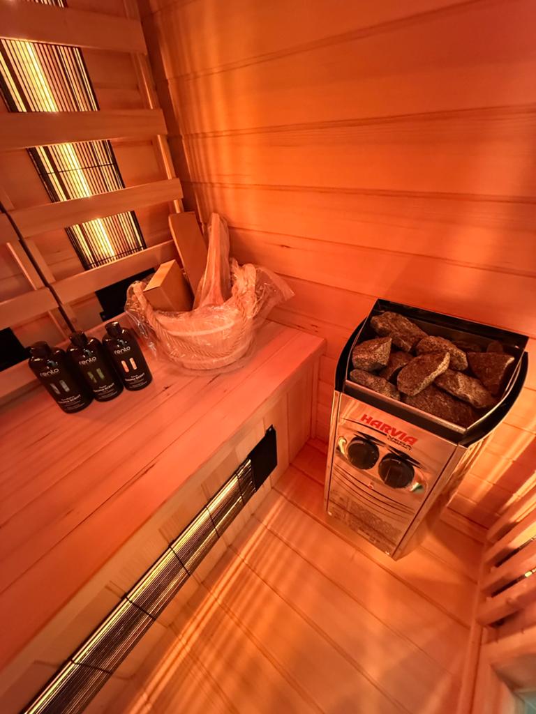 Combi Sauna (Infrarood + Fins) - GRATIS BEZORGD + GEMONTEERD, Sport en Fitness, Sauna, Ophalen of Verzenden, Zo goed als nieuw