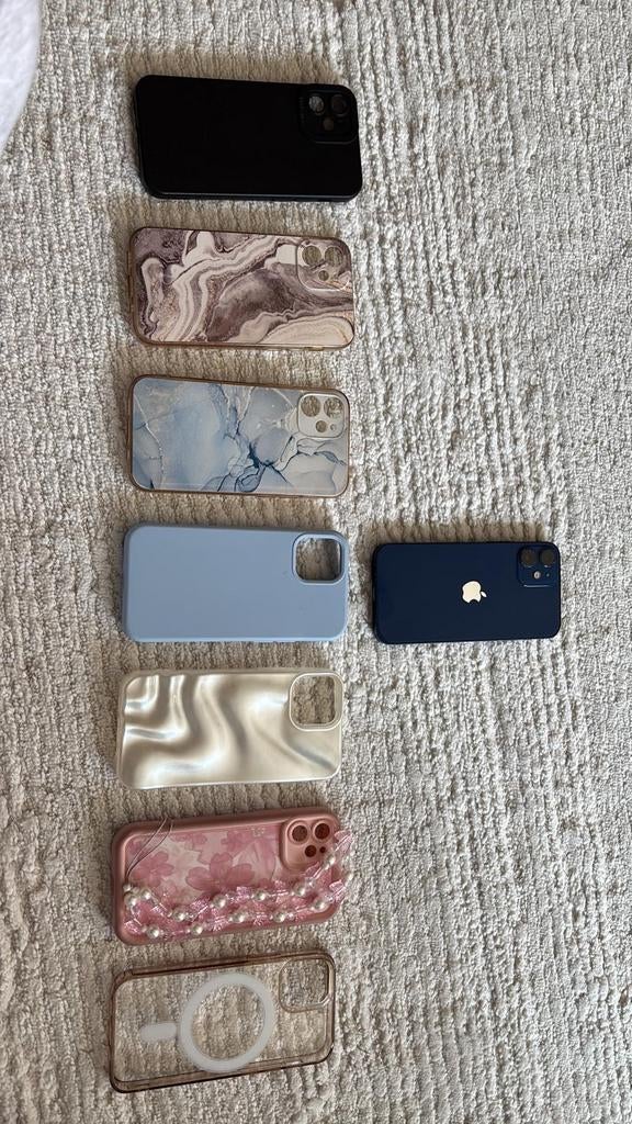 iPhone 12 Mini 256GB Blauw met 7 hoesjes - Zo goed als nieuw, Telecommunicatie, Mobiele telefoons | Hoesjes en Frontjes | Apple iPhone