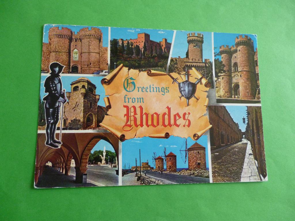 ansichtkaart Greetings from Rhodes Griekenland, Verzamelen, Ophalen of Verzenden, 1980 tot heden, Gelopen, Overig Europa