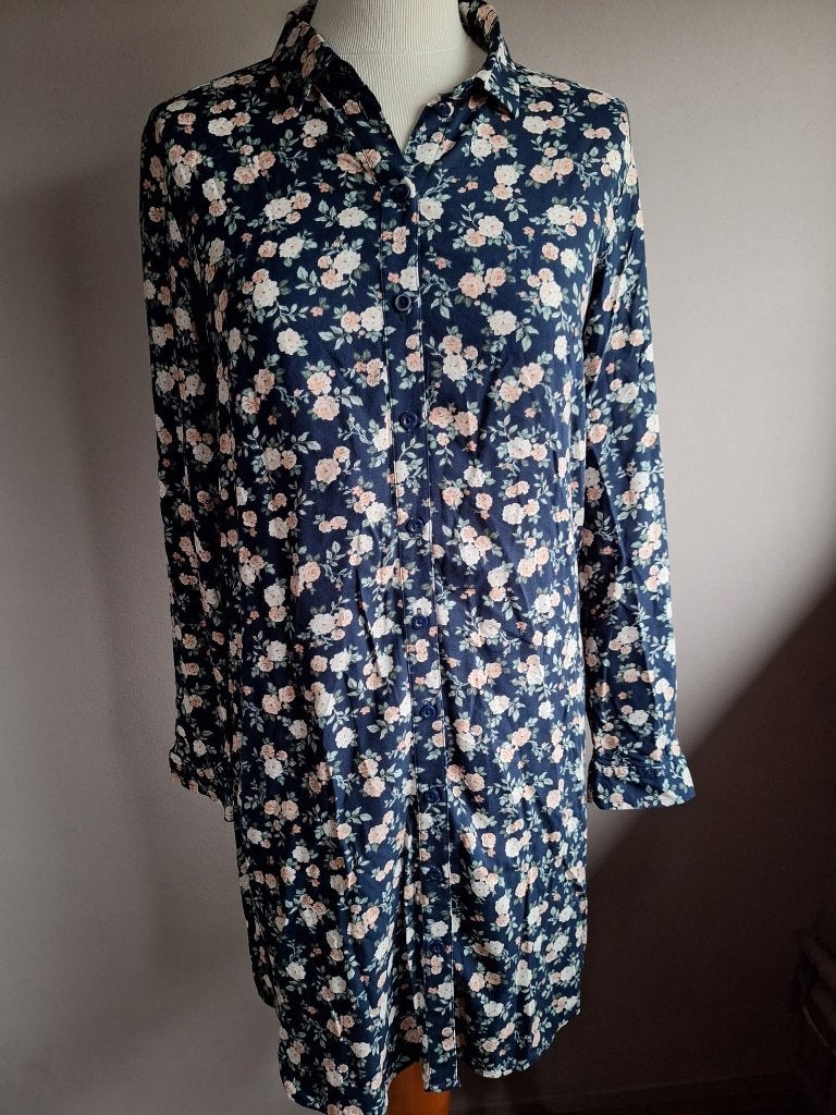 Nieuwe blauwe stretch blouse jurk print van C&A, maat M/38, Maat 38/40 (M), Blauw, Nieuw, Ophalen of Verzenden